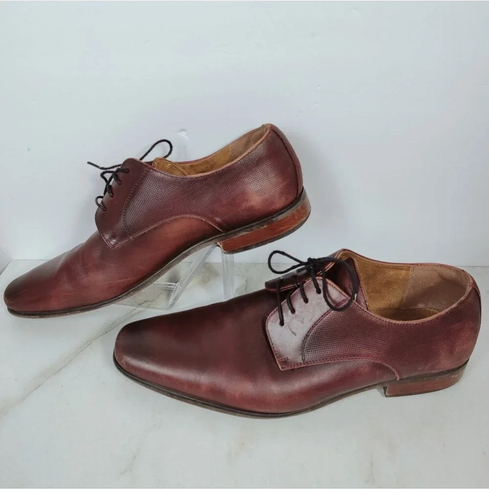 Florsheim Brown Leather Plain Toe Derby Oxford Dress Shoes, Sz 12